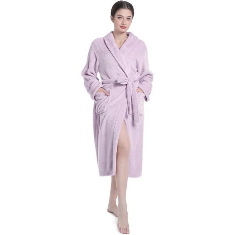 Plush Soft Robes for Women, Premium Fleece Womens Robe Cozy Warm Bathrobe - Picture 5 of 6